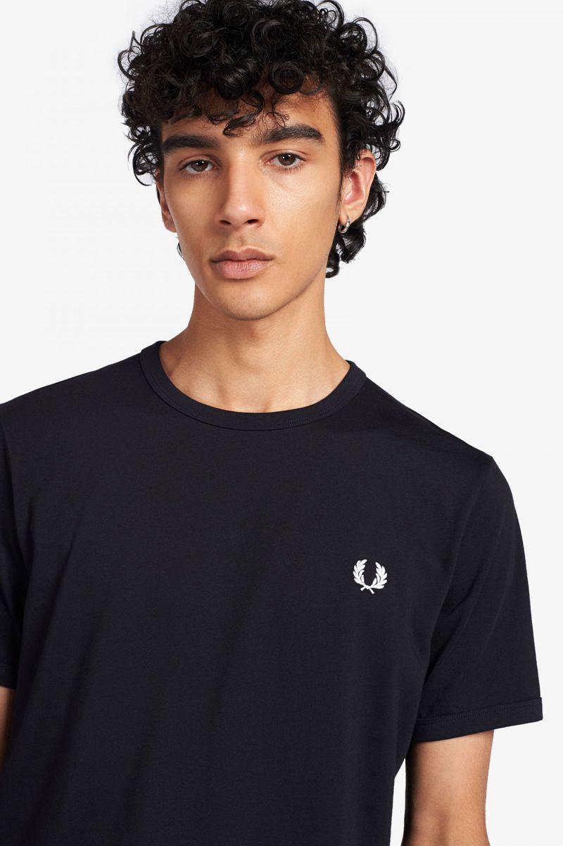 Navy Fred Perry Ringer Men's T Shirts | PH 1747AHKP